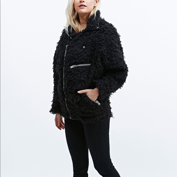 UNIF poodle moto jacket in black - Picture 2 of 7